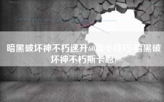 暗黑破坏神不朽速升60级小技巧(暗黑破坏神不朽斯卡恩)
