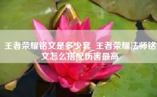 王者荣耀铭文是多少套_王者荣耀法师铭文怎么搭配伤害最高