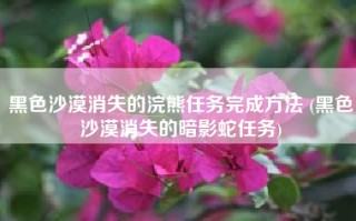 黑色沙漠消失的浣熊任务完成方法 (黑色沙漠消失的暗影蛇任务)