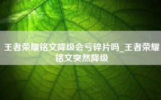 王者荣耀铭文降级会亏碎片吗_王者荣耀铭文突然降级