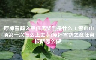 原神雪鹤之章任务奖励是什么（雪山山顶第一次怎么上去）(原神雪鹤之章任务披萨怎么做)