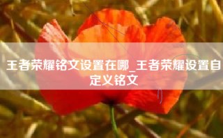 王者荣耀铭文设置在哪_王者荣耀设置自定义铭文
