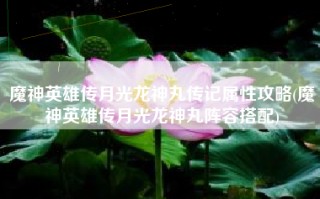 魔神英雄传月光龙神丸传记属性攻略(魔神英雄传月光龙神丸阵容搭配)