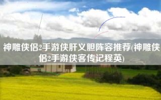 神雕侠侣2手游侠肝义胆阵容推荐(神雕侠侣2手游侠客传记程英)