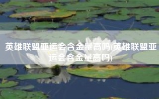 英雄联盟亚运会含金量高吗(英雄联盟亚运会含金量高吗)