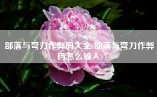 部落与弯刀作弊码大全(部落与弯刀作弊码怎么输入)