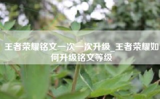 王者荣耀铭文一次一次升级_王者荣耀如何升级铭文等级