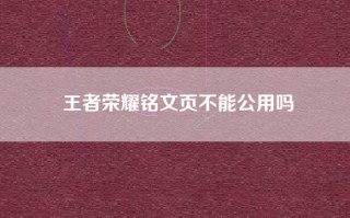 王者荣耀铭文页不能公用吗