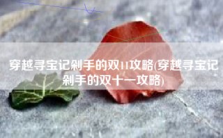穿越寻宝记剁手的双11攻略(穿越寻宝记剁手的双十一攻略)