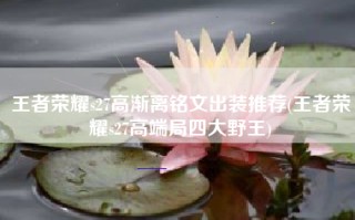 王者荣耀s27高渐离铭文出装推荐(王者荣耀s27高端局四大野王)