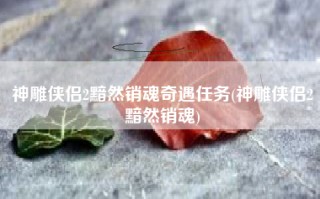 神雕侠侣2黯然销魂奇遇任务(神雕侠侣2黯然销魂)