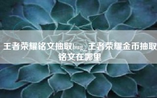王者荣耀铭文抽取bug_王者荣耀金币抽取铭文在哪里