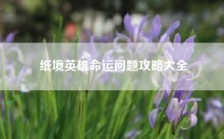 纸境英雄命运问题攻略大全