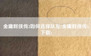 金庸群侠传3如何选择队友(金庸群侠传x下载)