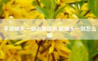 手游破天一剑去哪挂机,新破天一剑怎么玩