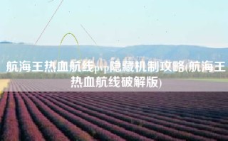航海王热血航线pvp隐藏机制攻略(航海王热血航线破解版)