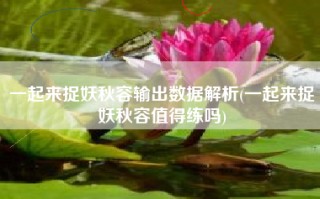 一起来捉妖秋容输出数据解析(一起来捉妖秋容值得练吗)