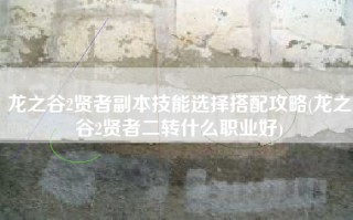 龙之谷2贤者副本技能选择搭配攻略(龙之谷2贤者二转什么职业好)