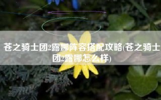 苍之骑士团2露娜阵容搭配攻略(苍之骑士团2露娜怎么样)
