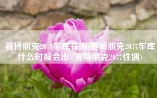 赛博朋克2077车库在哪(赛博朋克2077车库什么时候会出)(赛博朋克2077性偶)