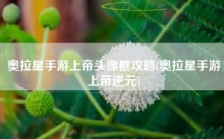 奥拉星手游上帝头像框攻略(奥拉星手游上帝逆元)