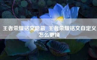 王者荣耀铭文隐蔽_王者荣耀铭文自定义怎么更换