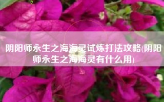 阴阳师永生之海海灵试炼打法攻略(阴阳师永生之海海灵有什么用)