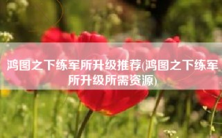 鸿图之下练军所升级推荐(鸿图之下练军所升级所需资源)