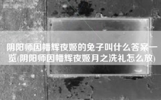 阴阳师因幡辉夜姬的兔子叫什么答案一览(阴阳师因幡辉夜姬月之洗礼怎么放)