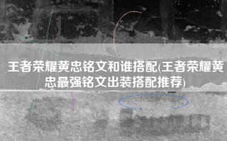王者荣耀黄忠铭文和谁搭配(王者荣耀黄忠最强铭文出装搭配推荐)