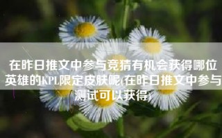 在昨日推文中参与竞猜有机会获得哪位英雄的KPL限定皮肤呢(在昨日推文中参与测试可以获得)