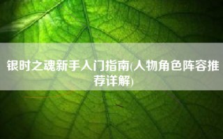 银时之魂新手入门指南(人物角色阵容推荐详解)