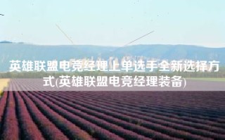 英雄联盟电竞经理上单选手全新选择方式(英雄联盟电竞经理装备)