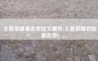 王者荣耀暴击率铭文属性(王者荣耀初始暴击率)