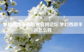 梦幻西游手游联想官网论坛,梦幻西游手游怎么样