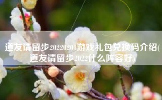 道友请留步20220201游戏礼包兑换码介绍(道友请留步2022什么阵容好)