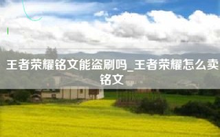 王者荣耀铭文能盗刷吗_王者荣耀怎么卖铭文