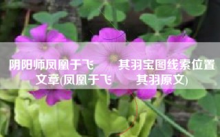 阴阳师凤凰于飞翙翙其羽宝图线索位置文章(凤凰于飞翙翙其羽原文)