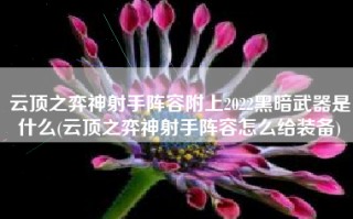 云顶之弈神射手阵容附上2022黑暗武器是什么(云顶之弈神射手阵容怎么给装备)