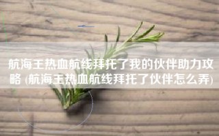 航海王热血航线拜托了我的伙伴助力攻略 (航海王热血航线拜托了伙伴怎么弄)