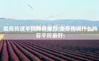 奥奇传说平民阵容推荐(奥奇传说什么阵容平民最好)