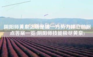 阴阳师黄泉之塔是哪一方势力建立的据点答案一览(阴阳师技能极尽黄泉)