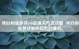 纯白和弦梦井100层通关方法攻略 (纯白和弦梦井重伤后会回复吗)