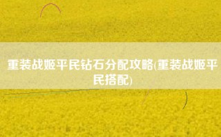 重装战姬平民钻石分配攻略(重装战姬平民搭配)