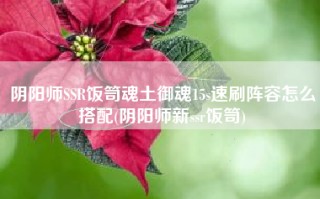 阴阳师SSR饭笥魂土御魂15s速刷阵容怎么搭配(阴阳师新ssr饭笥)