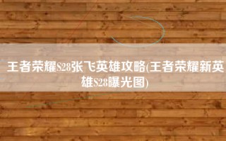 王者荣耀S28张飞英雄攻略(王者荣耀新英雄S28曝光图)