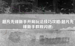 超凡先锋新手开局玩法技巧攻略(超凡先锋新手教程闪退)
