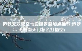 造梦无双悟空十殿阎罗篇加点推荐(造梦无双南天门怎么打悟空)