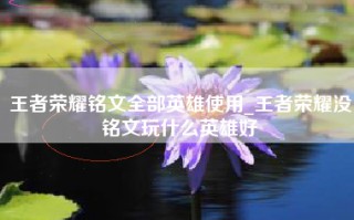 王者荣耀铭文全部英雄使用_王者荣耀没铭文玩什么英雄好