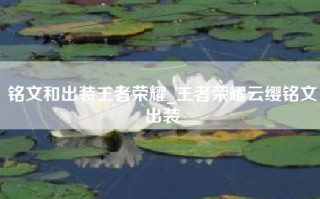 铭文和出装王者荣耀_王者荣耀云缨铭文出装